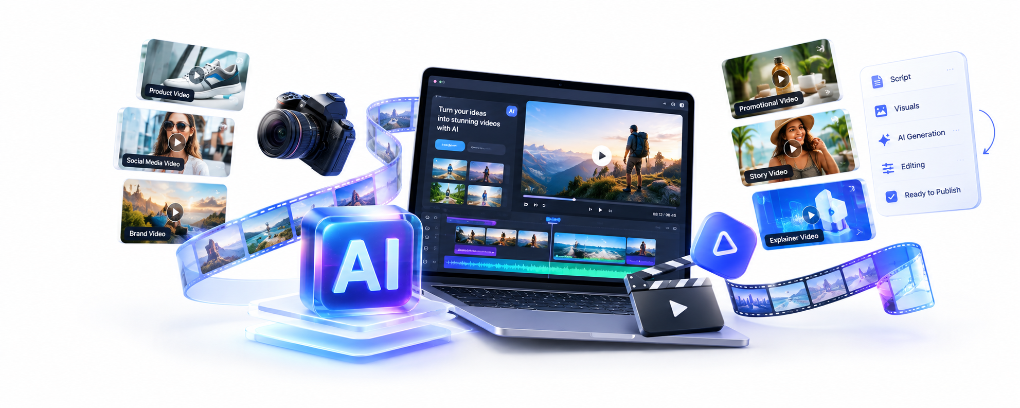 AI video creation and visual content illustration