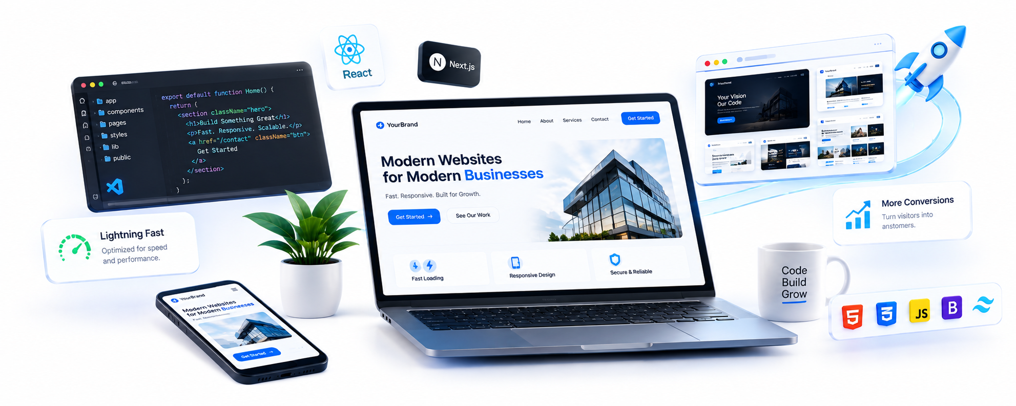 Modern website development and digital experience illustration